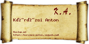 Körözsi Anton névjegykártya